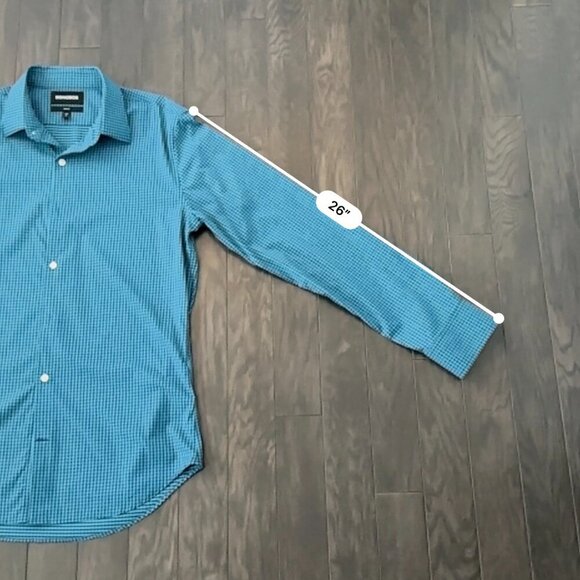 Bonobos Blue Check Slim Fit Medium Long Men's Shirt - Picture 10 of 11